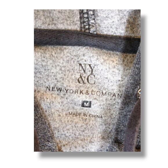 New York & Company Gray Velour Full Zip Hoodie Regular Fit Pockets Size M - Picture 12 of 13